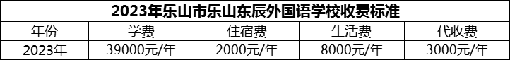 2024年樂山市樂山東辰外國語學(xué)校學(xué)費多少錢？