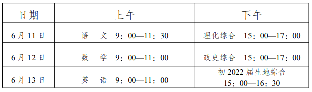 2022年內(nèi)江中考時間安排是怎么樣的？